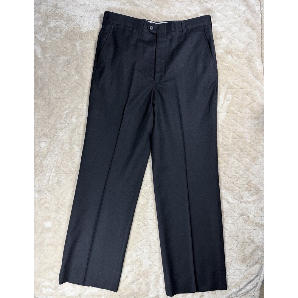 Strathmore Mens Black 100% Wool Dress Pants Vintage Made USA Old Money Trousers